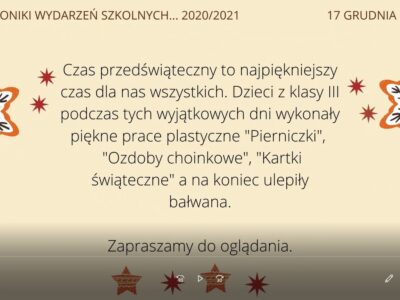 “Kartki z kalendarza wydarzeń szkolnych… “zdalnie”